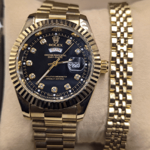 Rolex: Date & Time Watch (Free Bracelet) - Gold